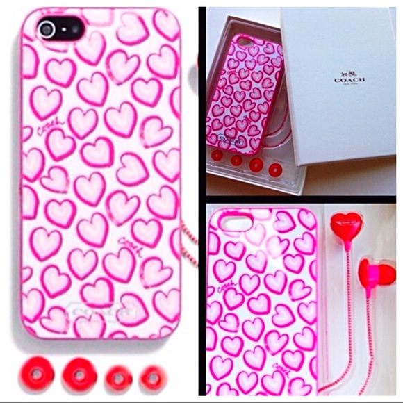 COACH IPHONE 5 5s CASE HEART LOVE PRINT - Picture 3 of 5